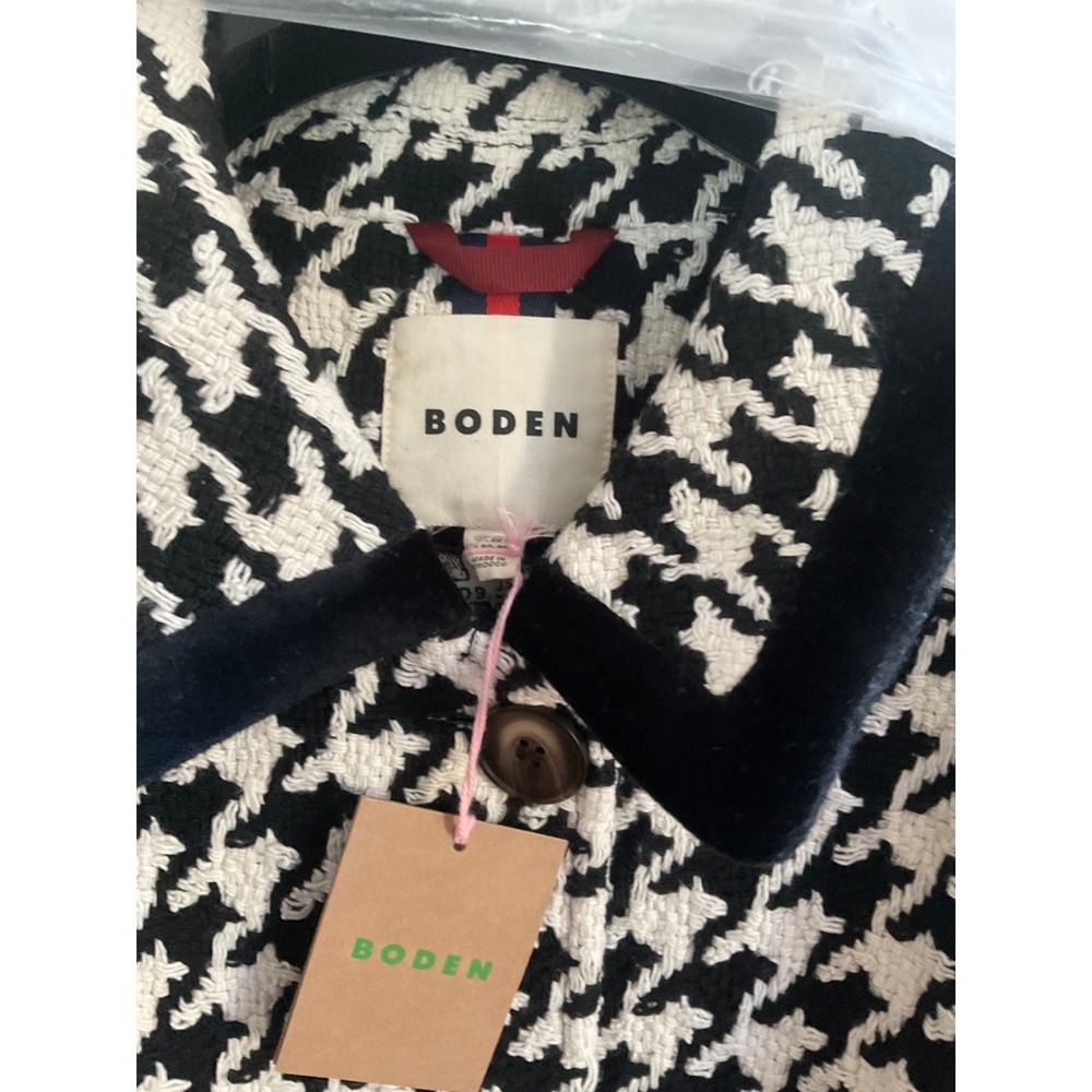Boden Edinburgh Swing Coat Black Dogstooth Coat Black White US 20-22R New W/ Tag - Picture 7 of 10
